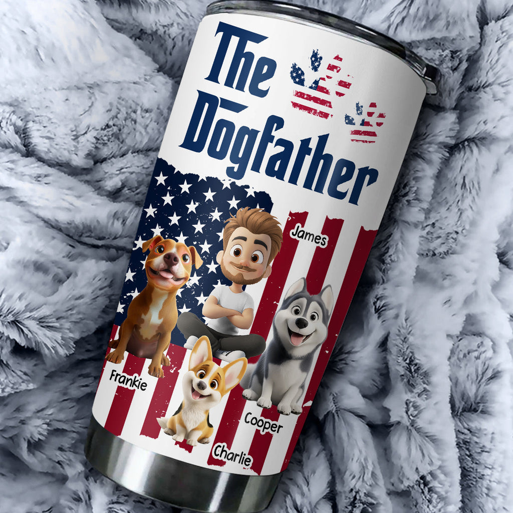 Custom Christmas Birthday Gifts For Dog Dad, Dog Lovers • American Handsome Dog Father - Personalized Tumbler