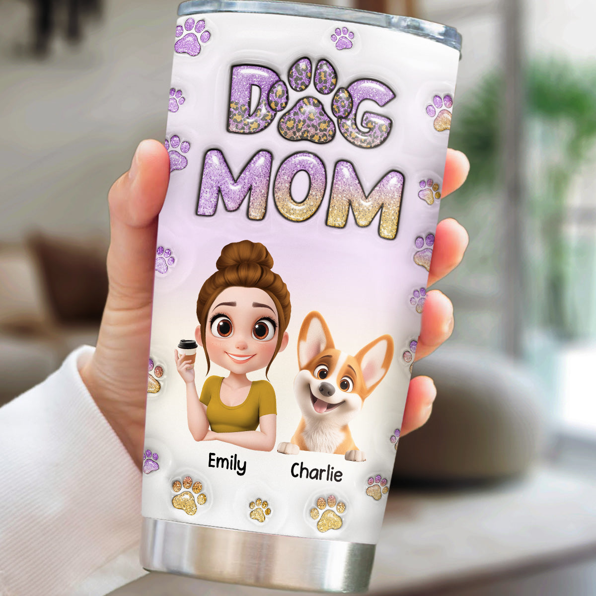 Custom Christmas Birthday Gifts For Dog Mom, Dog Lovers • Being A Dog Mom is Like Being A Mom - Personalized 3D Inflated Effect Tumbler