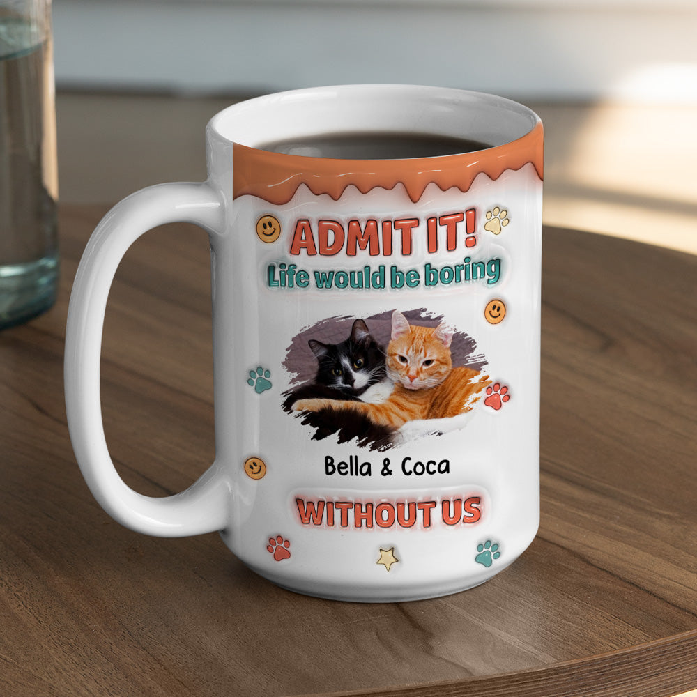 Custom Photo Christmas Birthday Gifts For Cat Lovers • Admit It Chunky Cat Photo - Personalized 3D Inflated Effect Coffee Mug