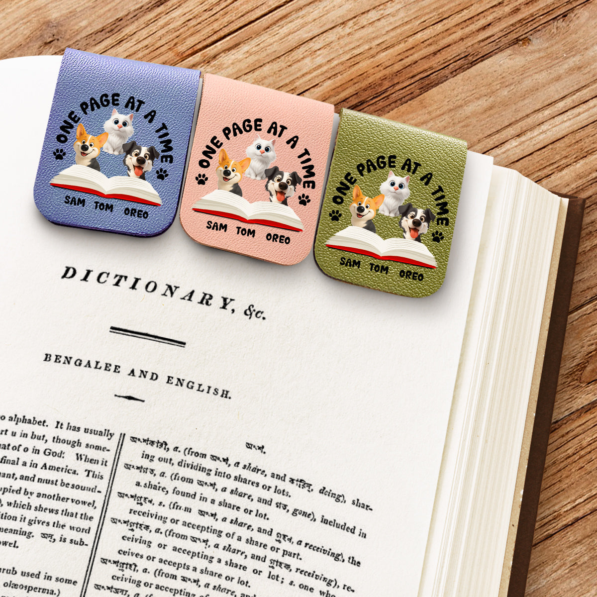One Page Once With Us - Personalized Leather Bookmark