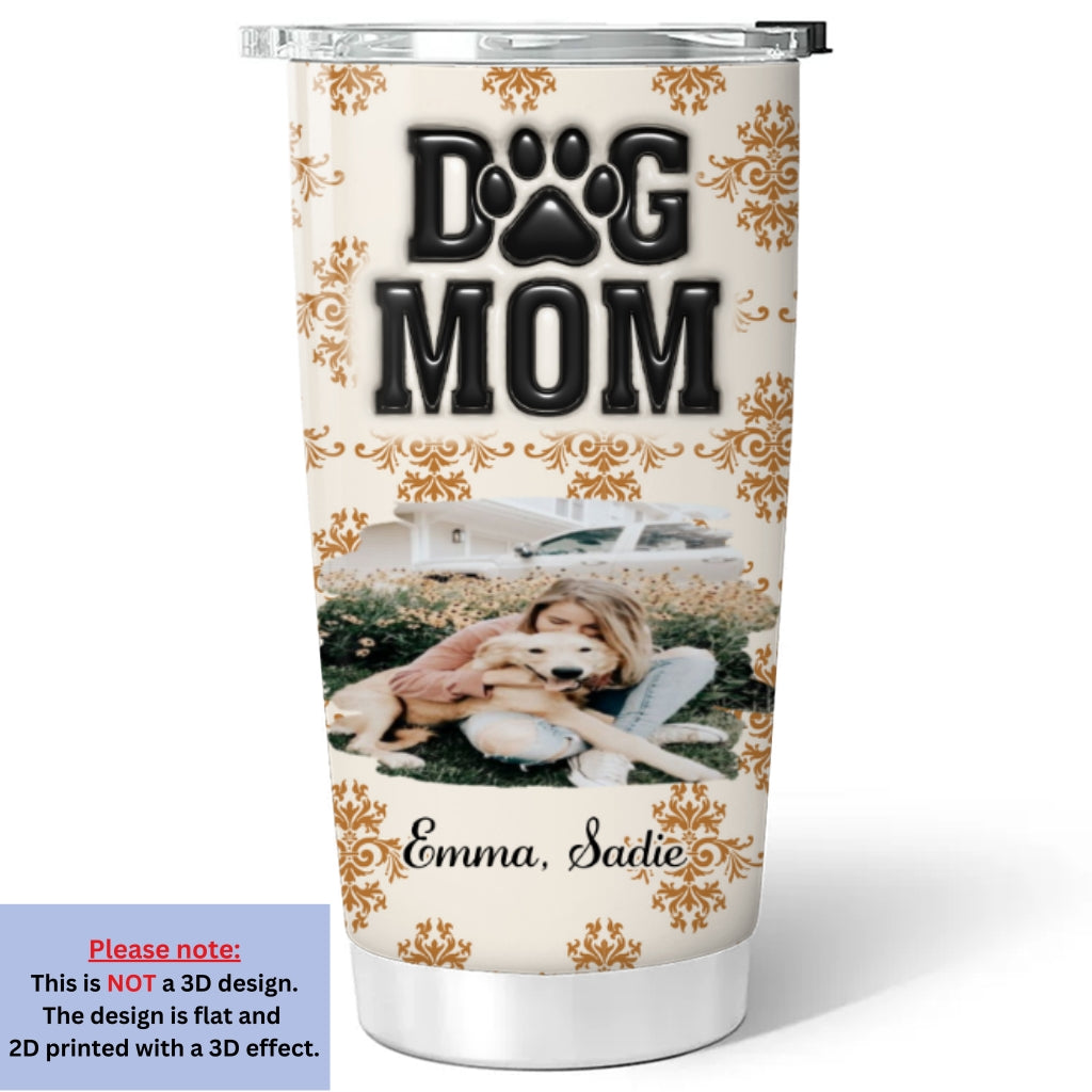 Custom Photo Christmas Birthday Gifts For Dog Mom, Dog Lovers • Pumskin Dog Mom Photo - Personalized 3D Inflated Effect Tumbler