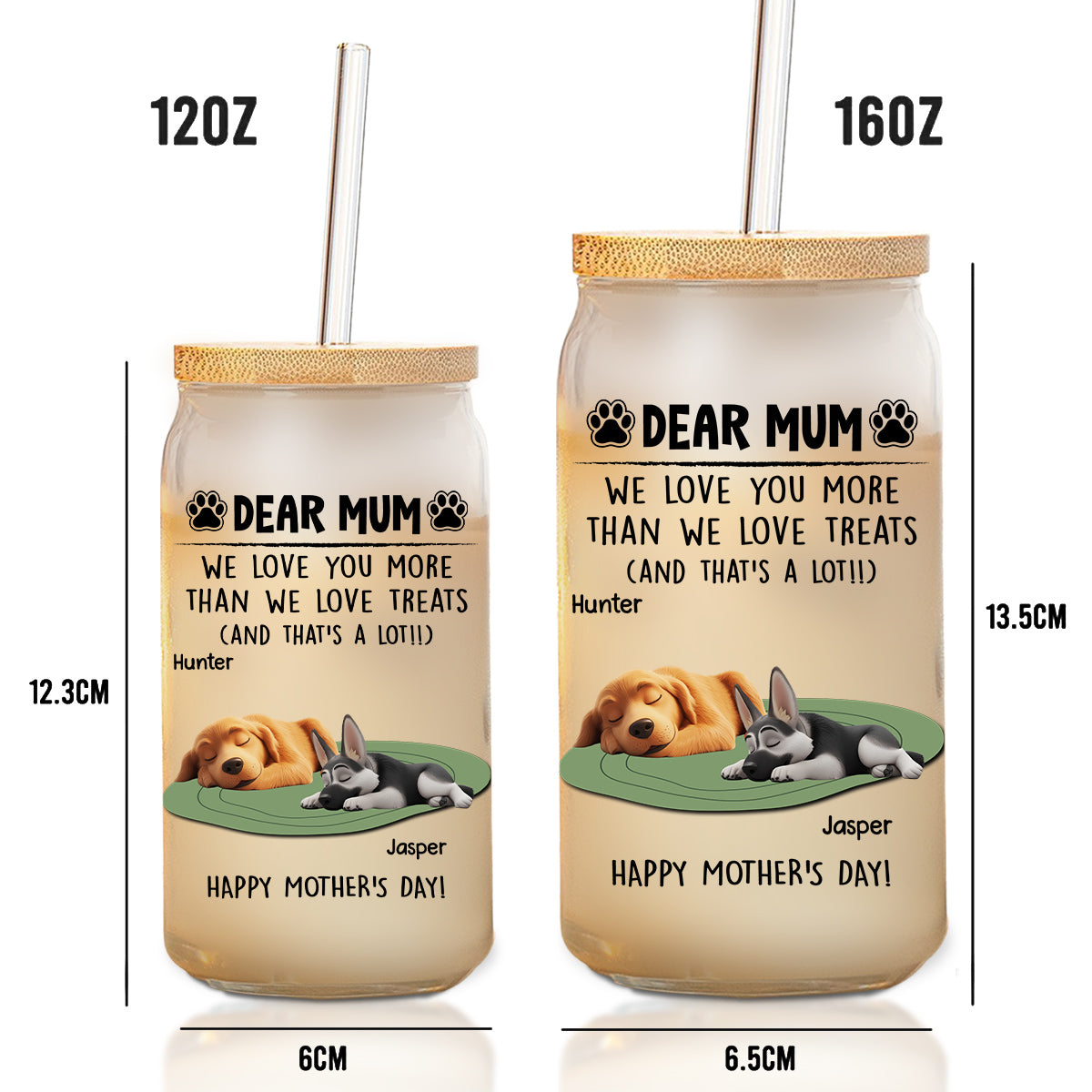 Love You More Than Love Treats - Personalized Glass Can