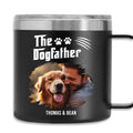 Custom Photo Christmas Birthday Gifts For Dog Dad, Dog Lovers • The Father Of Dog Photo - Personalized 14oz Stainless Steel Tumbler With Handle