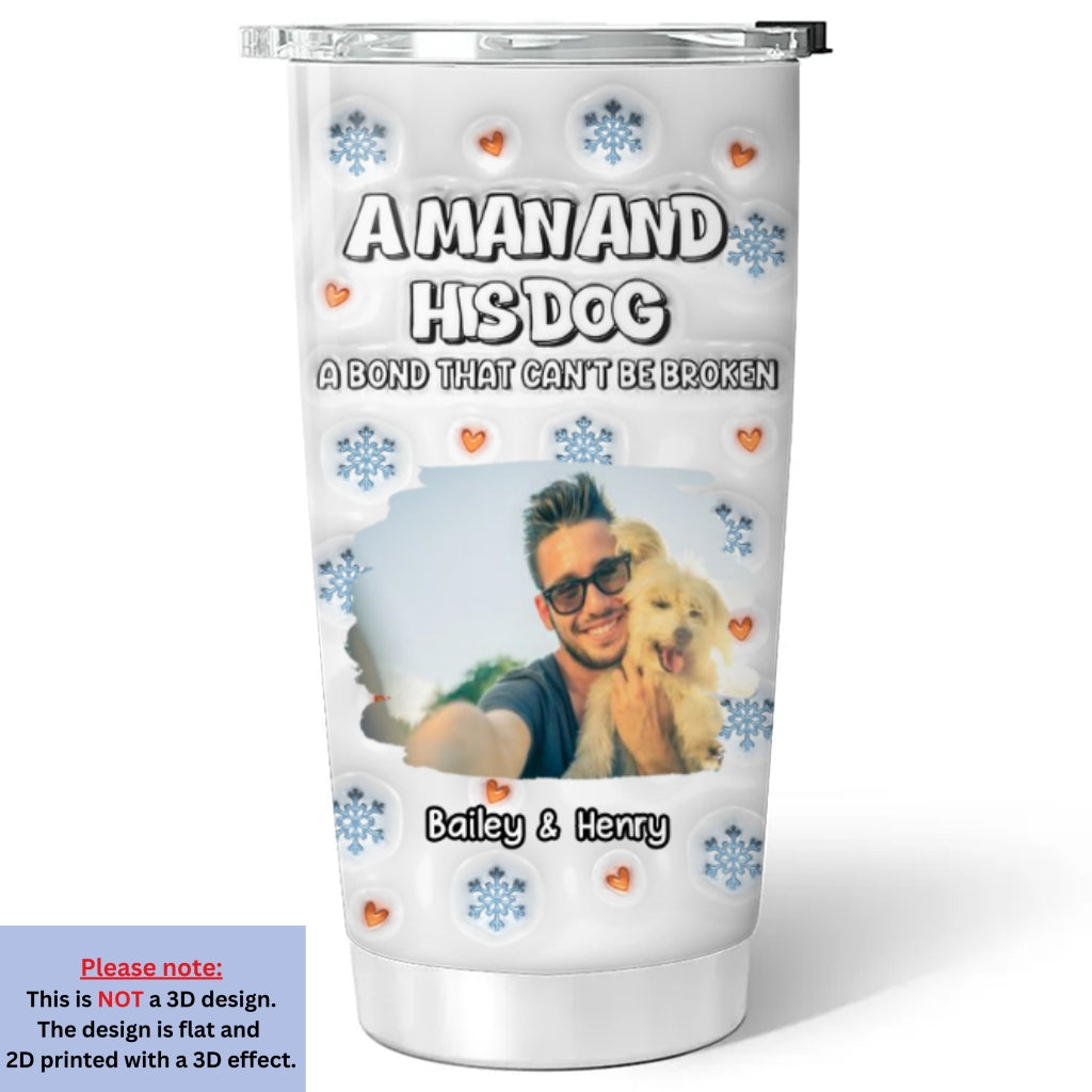 Custom Photo Christmas Birthday Gifts For Dog Dad, Dog Lovers • Christmas Day With Dog Dad Ver Photo 2 - Personalized 3D Inflated Effect Tumbler
