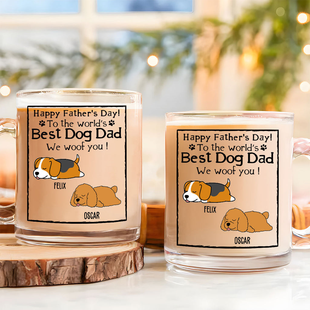 Custom Father's day Birthday Gifts For Dog Dad, Dog Lovers • Happy Dog Dad Mum - Personalized Glass Mug