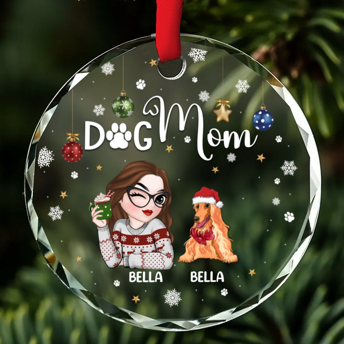 Fur Mom - Personalized Glass Ornament