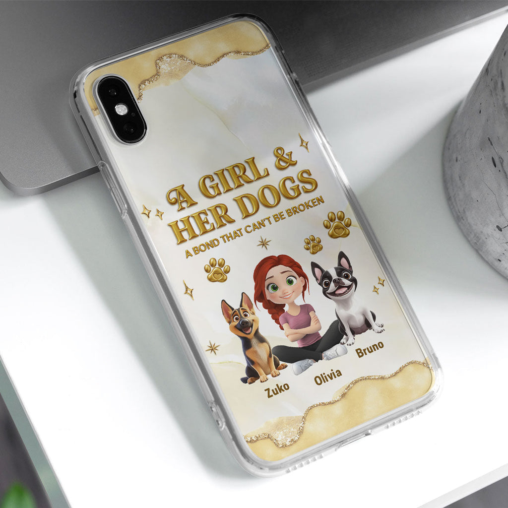 Girl And Dog Yellow - Personalized 3D Effect Phone Case