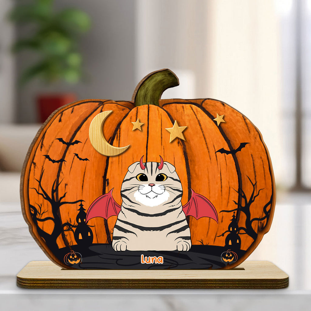 We Like Pumpkins - Personalized 2-Layer Wood Plaque With Flat Base