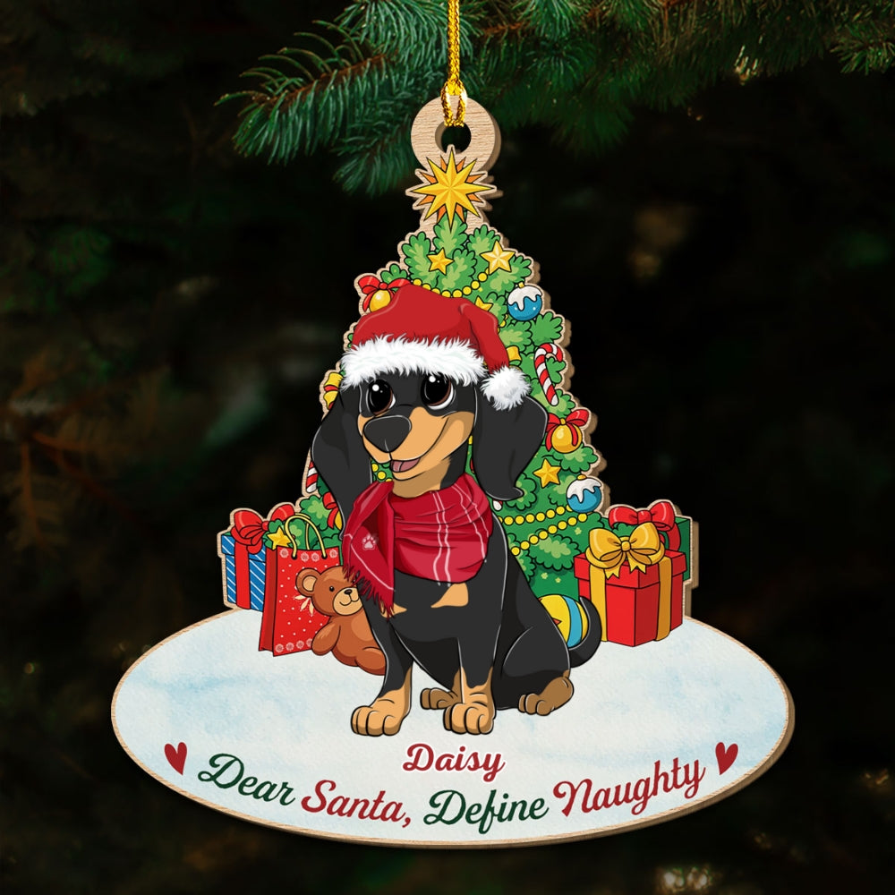 Define Naughty Dog - Personalized Wood Ornament