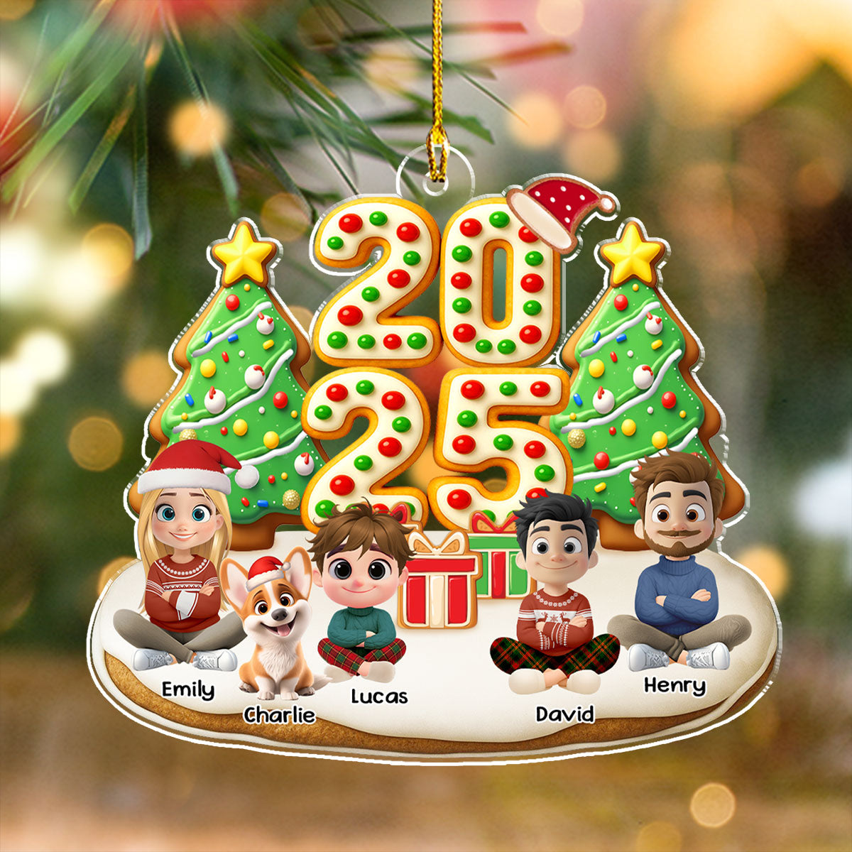 Custom Christmas Decor Home Birthday Gifts For Dog Lovers • Family Holiday Memories - Personalized Acrylic Ornament