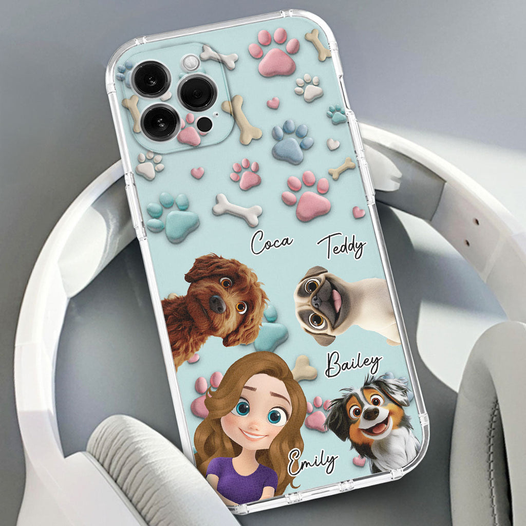 Custom Christmas Birthday Gifts For Dog Mom • Dog And Human Cartoon - Personalized Phone Case