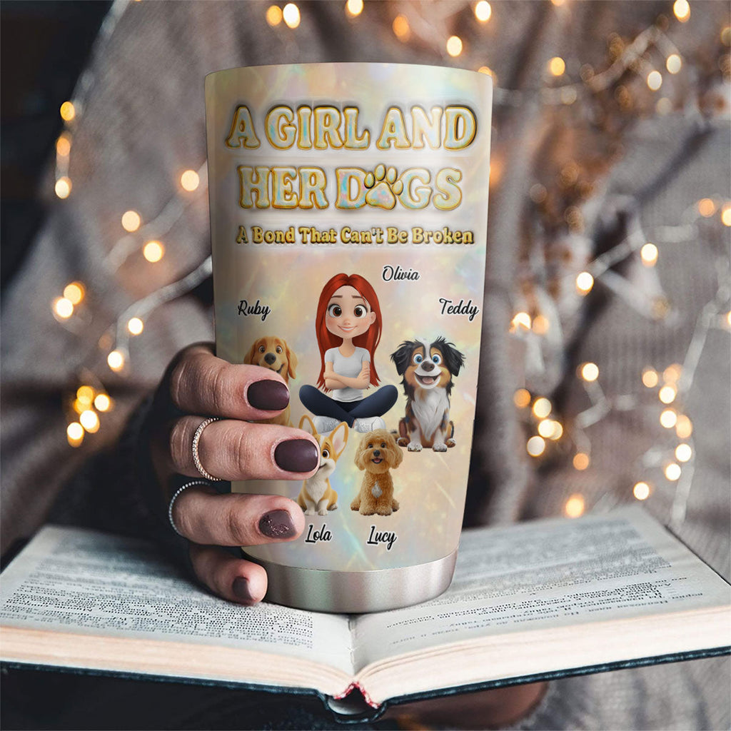Custom Christmas Birthday Gifts For Dog Mom, Dog Lovers • A Girl And Her Dog Pearl - Personalized 3D Inflated Effect Tumbler