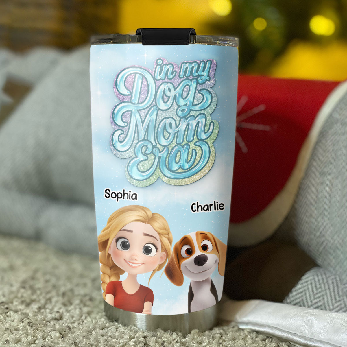 Custom Christmas Birthday Gifts For Dog Mom, Dog Lovers • Into The Sky - Personalized 3D Effect Tumbler