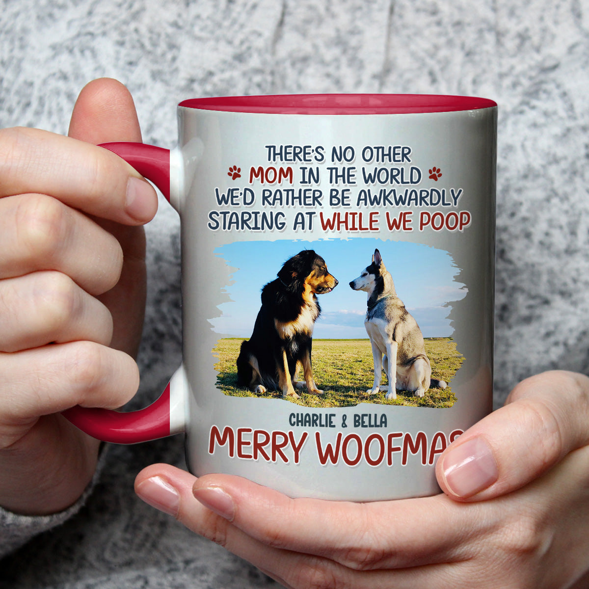 Custom Photo Christmas Birthday Gifts For Dog Lovers • Staring At When I Poop Dog Butt Photo - Personalized Accent Mug