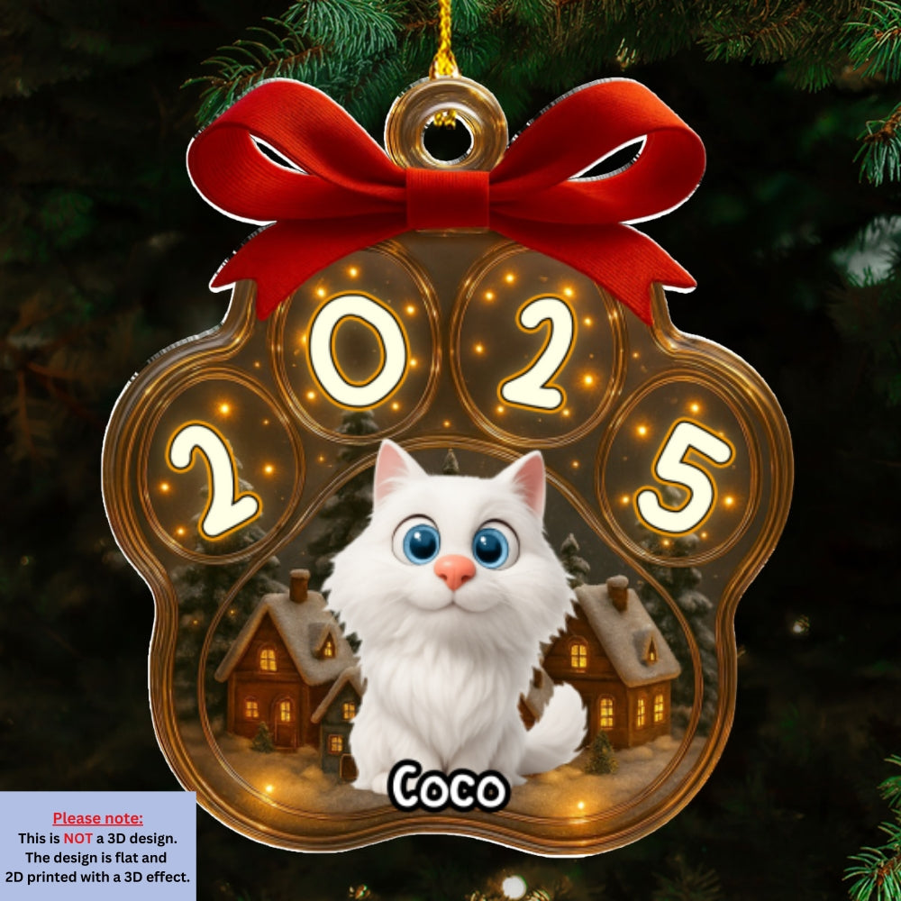 Custom Christmas Decor Home Birthday Gifts For Cat Mom, Cat Lovers • Snow All Over Here Meow Ver - Personalized 3D Inflated Effect Acrylic Ornament