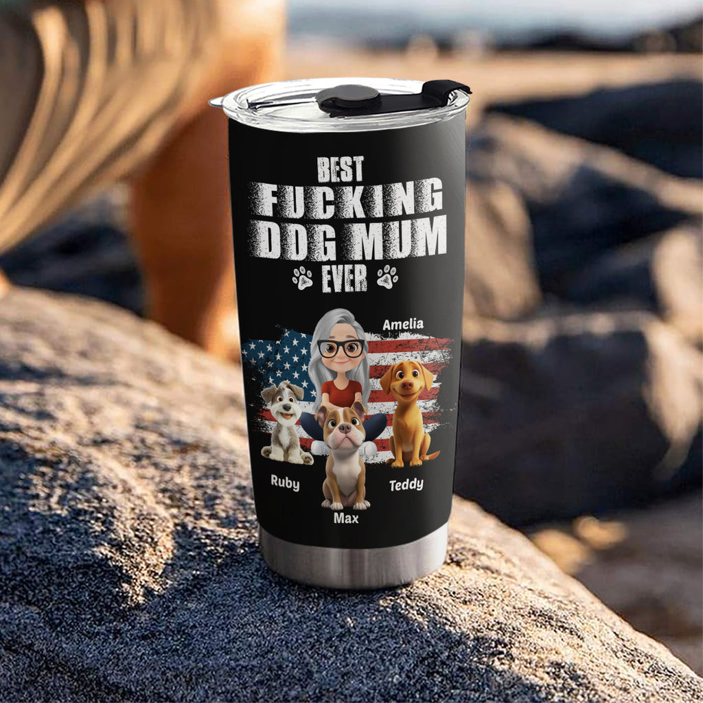 Custom Christmas Birthday Gifts For Dog Dad, Dog Lovers • Best Dad Ever Version 4 - Personalized Tumbler
