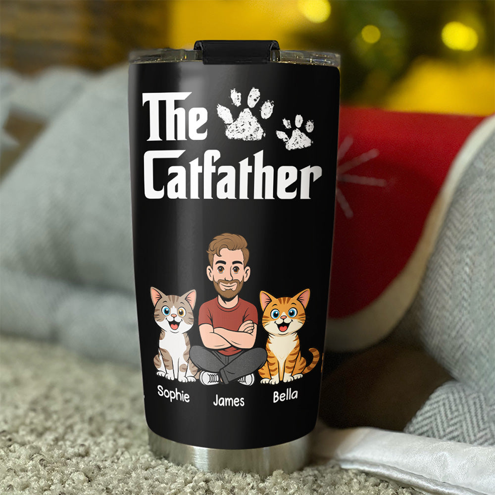 Custom Father's day Birthday Gifts For Cat Dad, Cat Lovers • Cool Cat Father Ver Retro - Personalized Tumbler