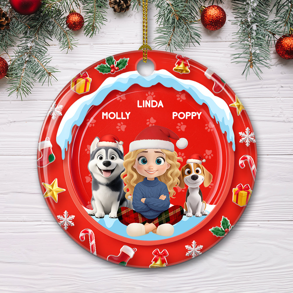 Custom Christmas Decor Home Birthday Gifts For Dog Mom, Dog Lovers • Under The Mistletoe - Personalized 3D Effect Ceramic Ornament