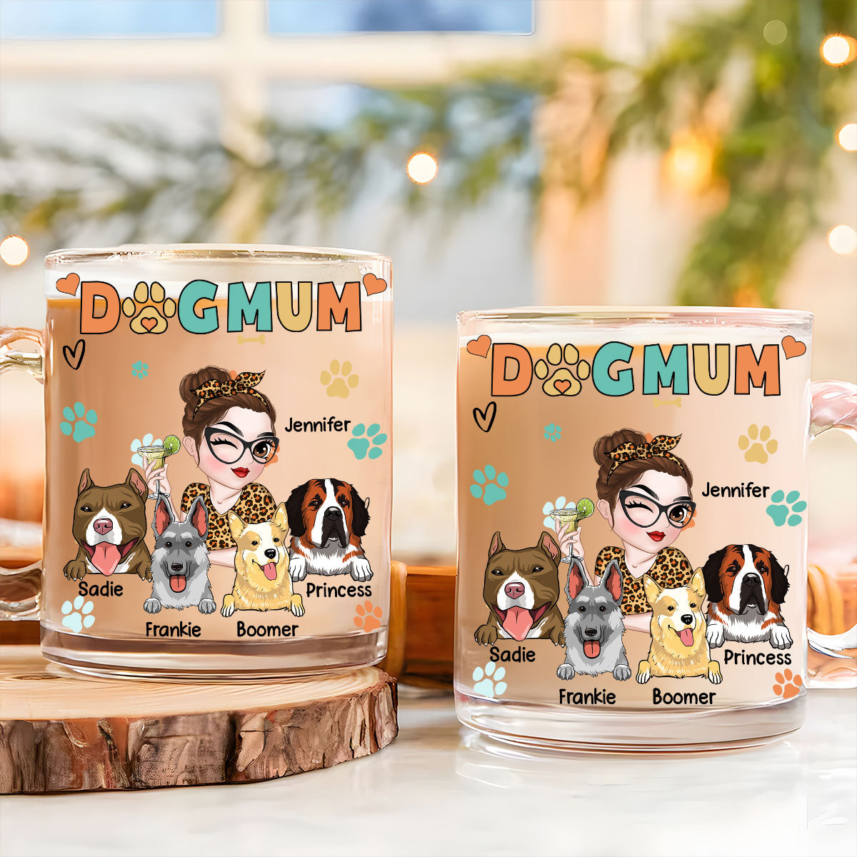 Custom Mother's day Birthday Gifts For Dog Mom, Dog Lovers • Lovely Mom Of The Dog - Personalized Glass Mug