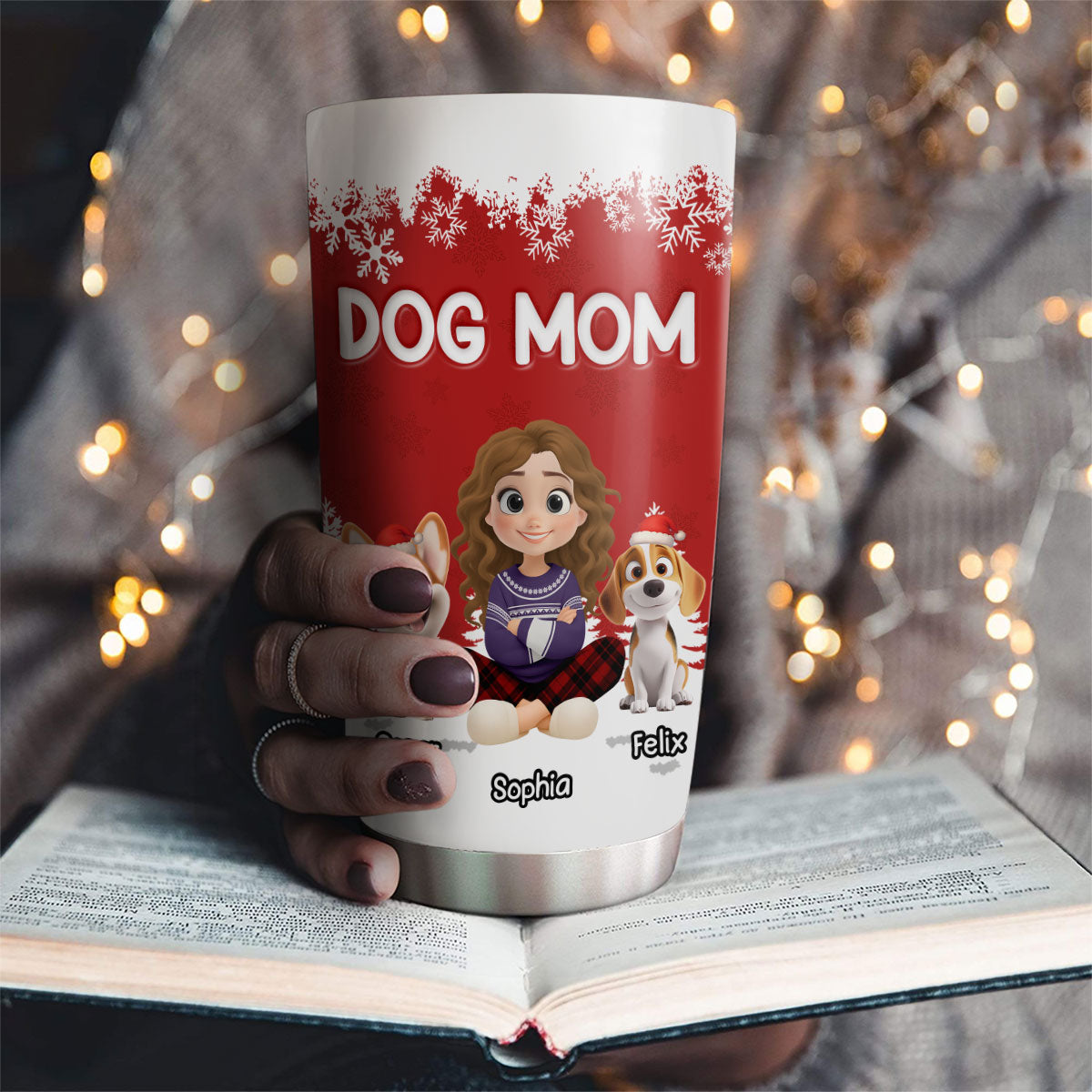 Custom Christmas Birthday Gifts For Dog Mom, Dog Lovers • Christmas 2025 Dog Mom - Personalized 3D Inflated Effect Tumbler