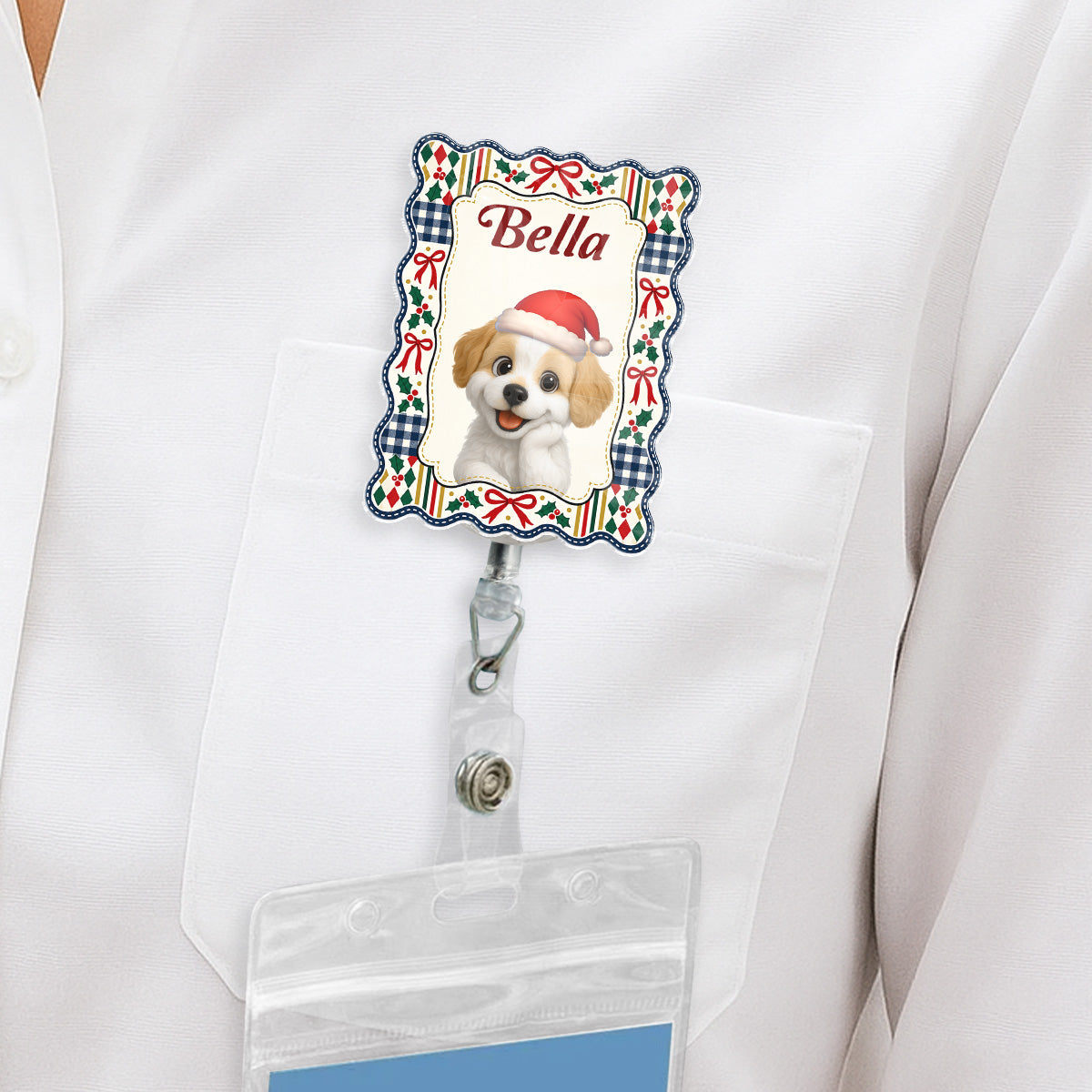 Santa Paws - Personalized Acrylic Badge Reel