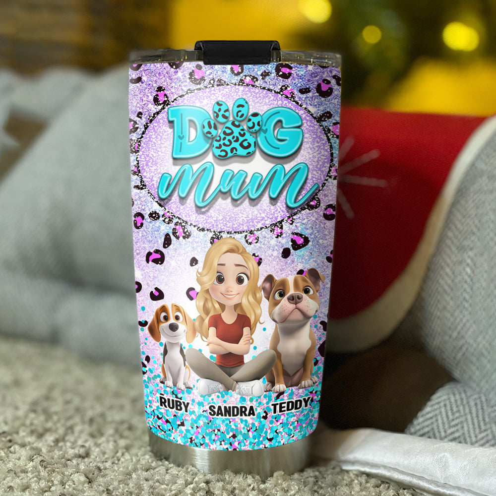 Custom Christmas Birthday Gifts For Dog Mom, Dog Lovers • Dog Mom Paw Leopard - Personalized Tumbler