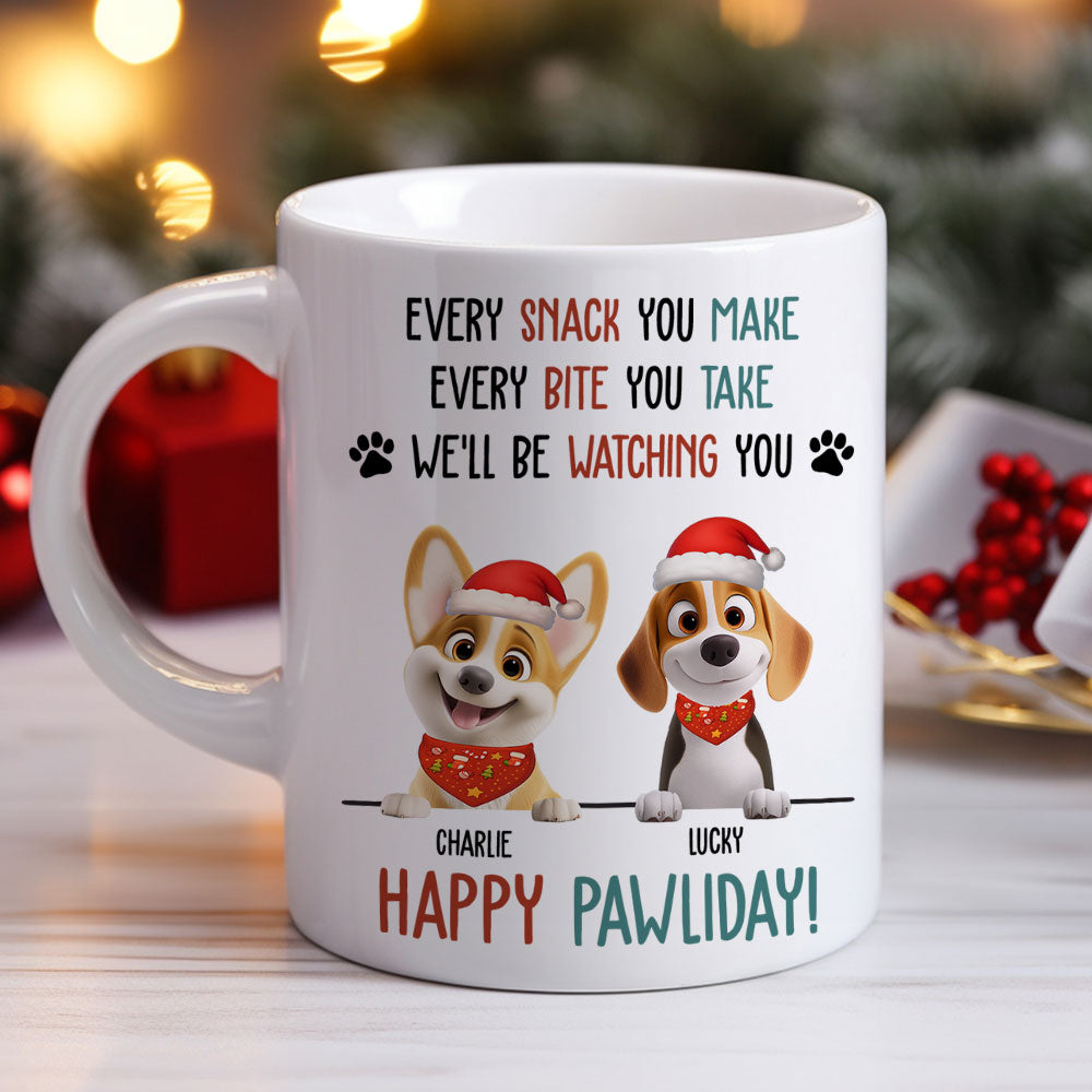 Custom Christmas Birthday Gifts For Dog Lovers • Cartoon Dog Pawliday - Personalized Coffee Mug