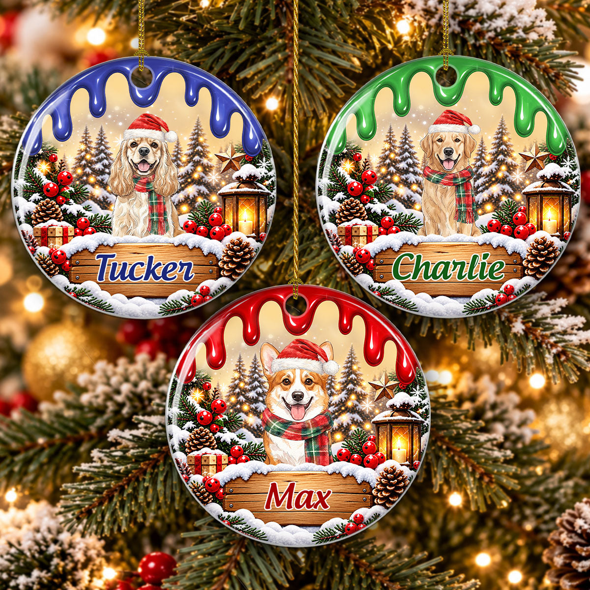 Custom Christmas Decor Home Birthday Gifts For Dog Lovers • My Merry Paws - Personalized Ceramic Ornament