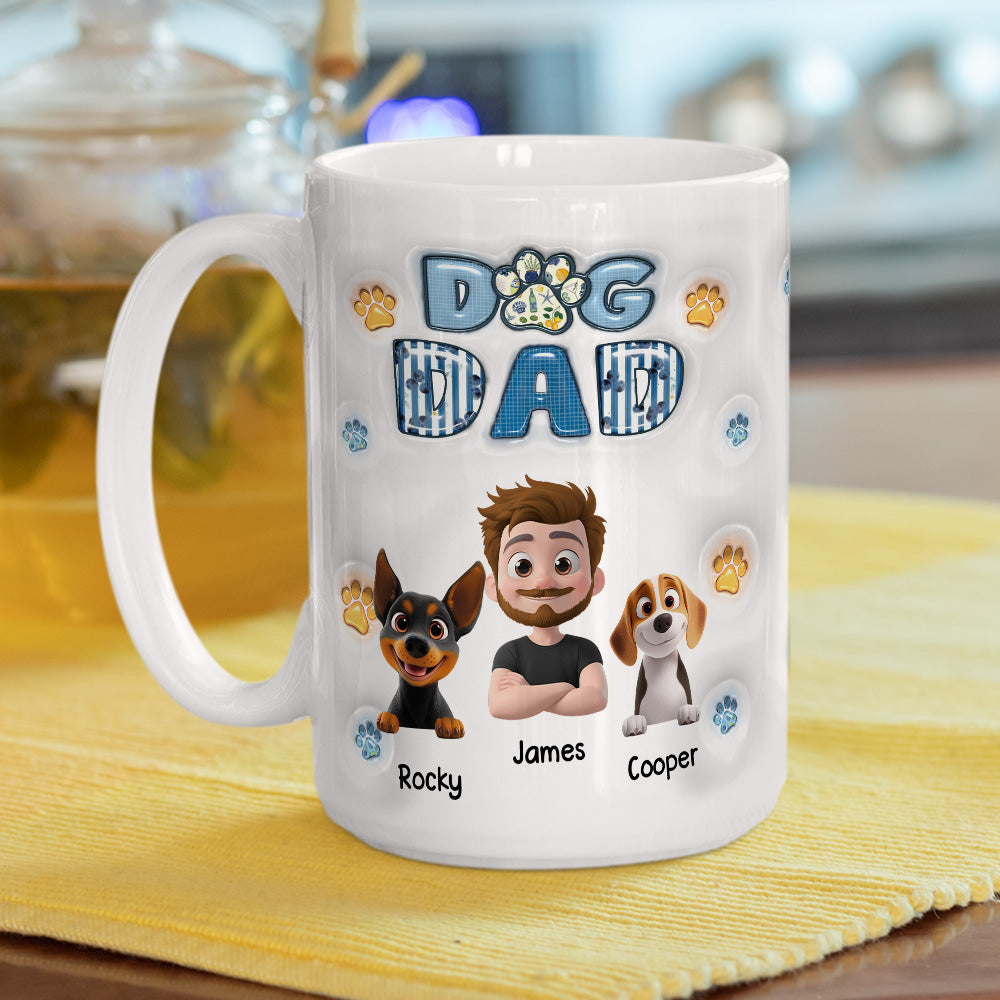Custom Christmas Birthday Gifts For Dog Dad, Dog Lovers • My Baby On Top Of All - Personalized 3D Inflated Effect Mug