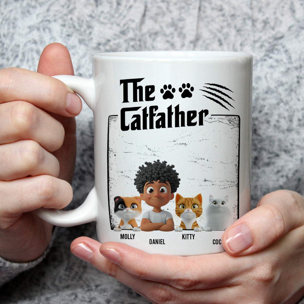Custom Father's day Birthday Gifts For Cat Dad, Cat Lovers • The Catfather - Personalized Coffee Mug