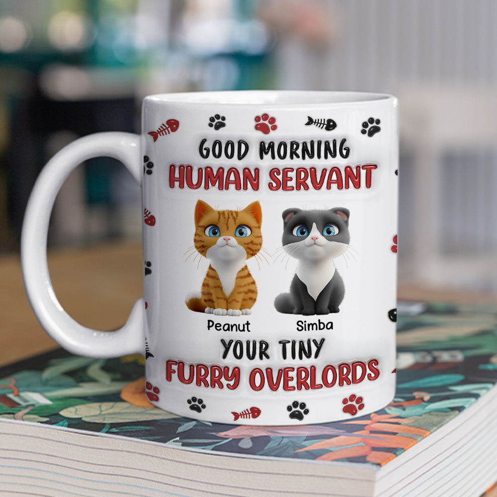 Custom Mother's day Birthday Gifts For Cat Mom, Cat Lovers • Furry Overlords - Personalized 3D Inflated Effect Mug