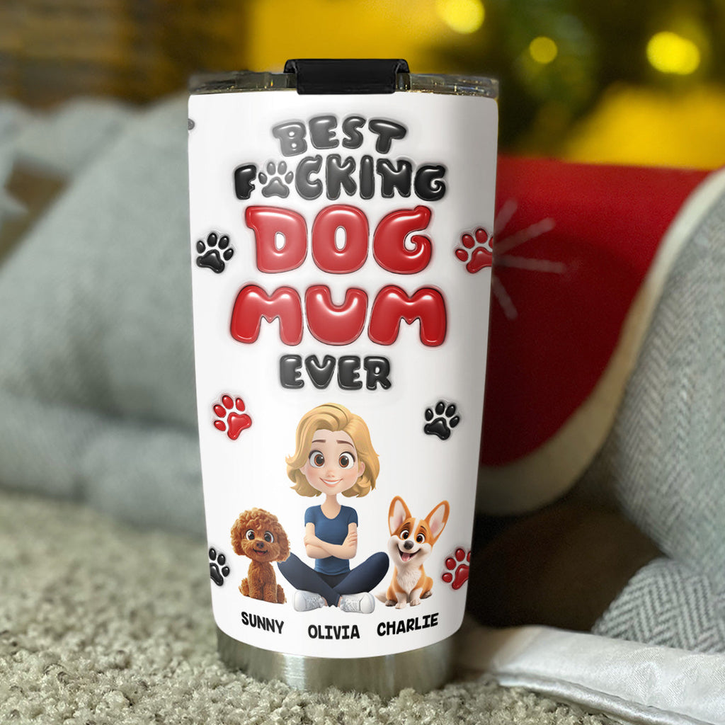 Custom Christmas Birthday Gifts For Dog Mom, Dog Lovers • Of Course I Am - Personalized 3D Inflated Effect Tumbler