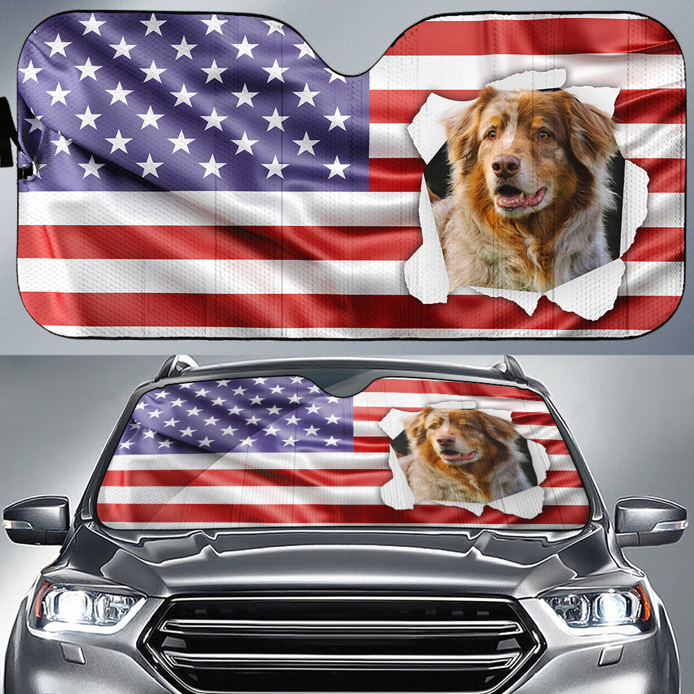 Custom Christmas Birthday Gifts Car Accessories for Dog Parents • God Bless America - Personalized Car Sunshade