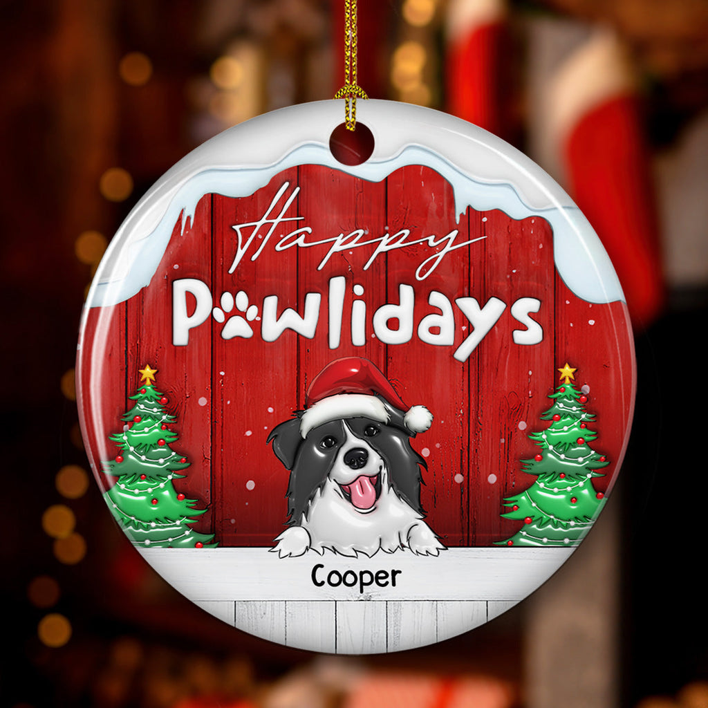 Happy Holiday To Our Dogs - Personalized 3D Inflated Effect Ceramic Ornament