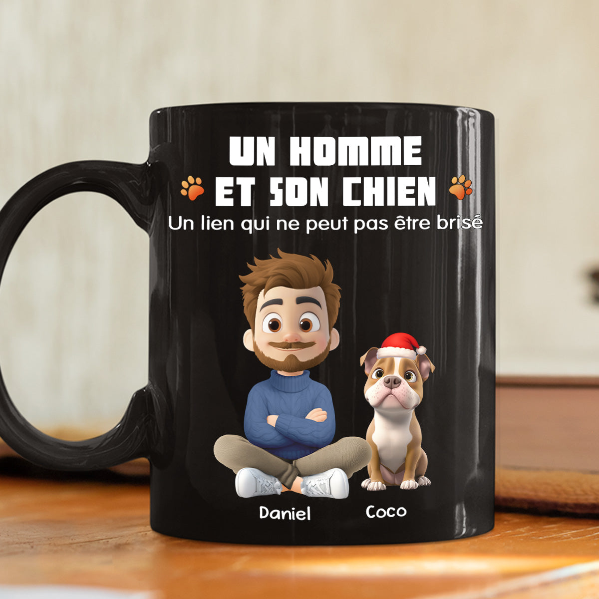 Custom Christmas Birthday Gifts For Dog Lovers • Mug personnalisé - Humain et son chien