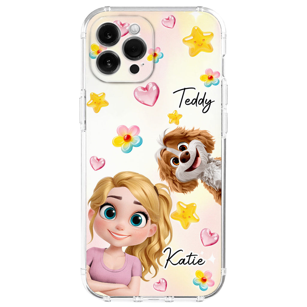 Sweet Girl Love Dogs - Personalized 3D Effect Phone Case