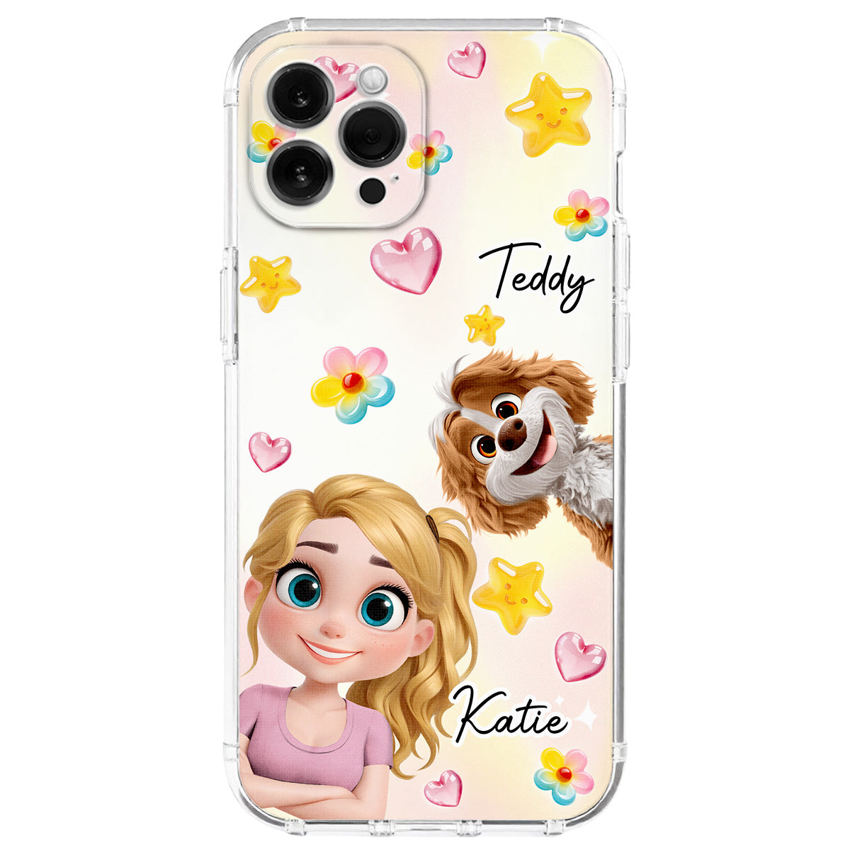 Sweet Girl Love Dogs - Personalized 3D Effect Phone Case
