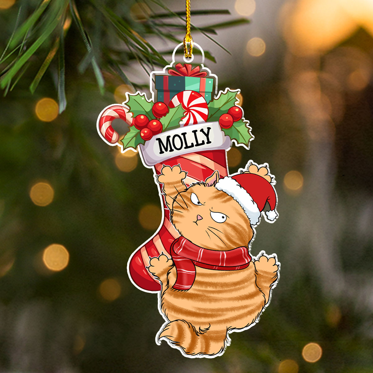 Cat Scratching - Personalized Acrylic Ornament