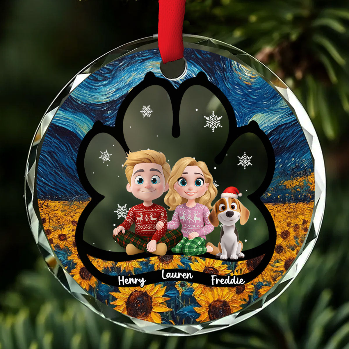 Custom Christmas Decor Home Birthday Gifts For Dog Lovers • Here With Each Other - Personalized Glass Ornament