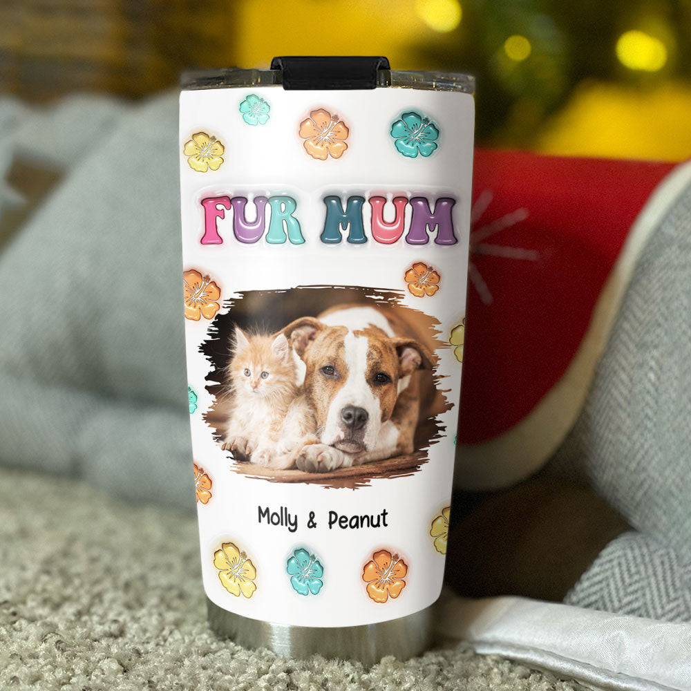 Fur Mom Summer Photo - Personalized 3D Inflated Effect Tumbler