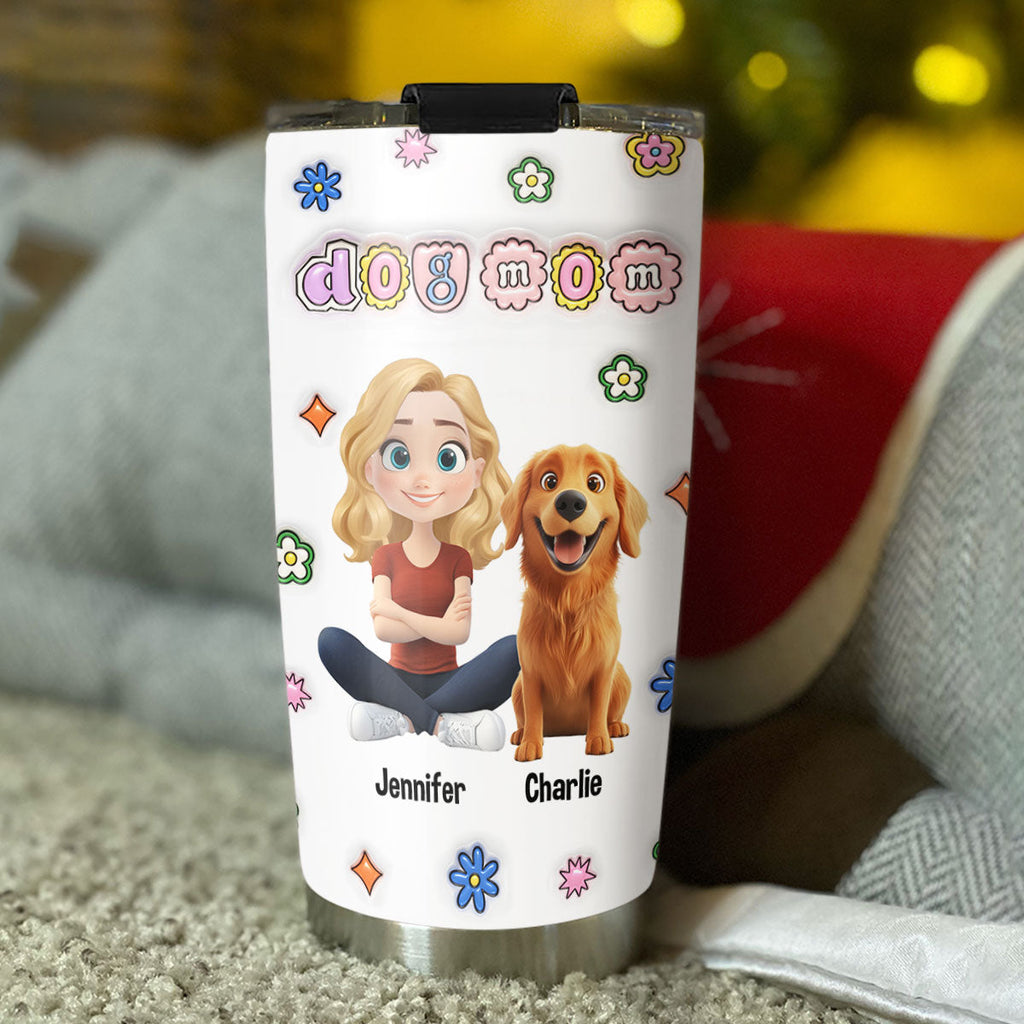 Custom Mother's day Birthday Gifts For Dog Mom, Dog Lovers • Love Myself For Being Dog Mom - Personalized 3D Inflated Effect Tumbler