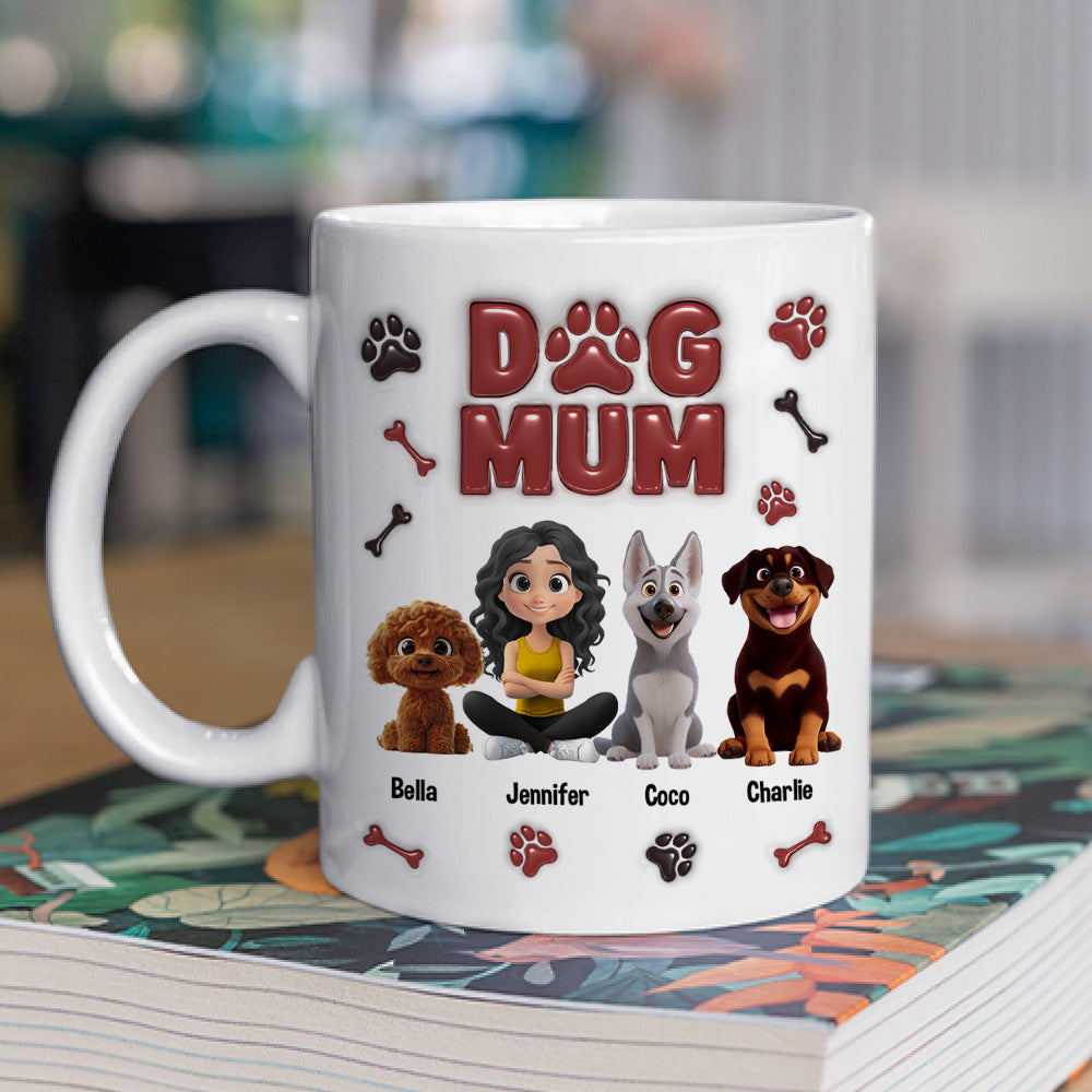 Custom Christmas Birthday Gifts For Dog Mom, Dog Lovers • Lovely Dog Mama - Personalized 3D Inflated Effect Mug