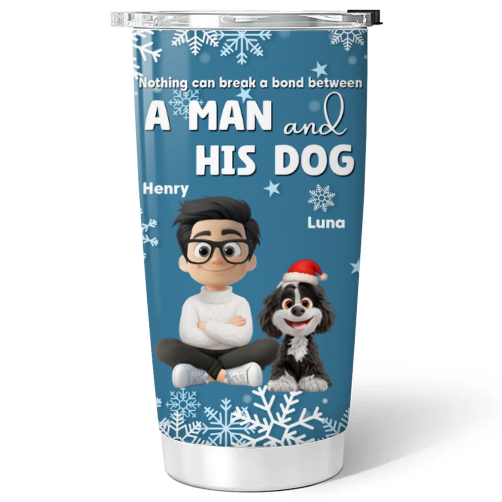 Custom Christmas Birthday Gifts For Dog Dad, Dog Lovers • White Christmas Dad Ver - Personalized Tumbler